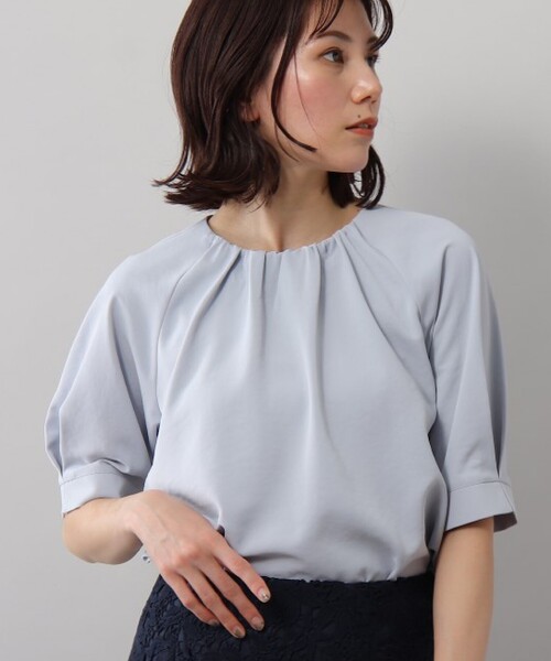 SOUP（スープ）の「◆さらっときれい見え/サテンタックスリーブブラウス（シャツ/ブラウス・レディース・ライトパープル/ライトグリーン/ナチュラル/サックスブルー/レモンイエロー・13/09/15 /11）」の4枚目の写真