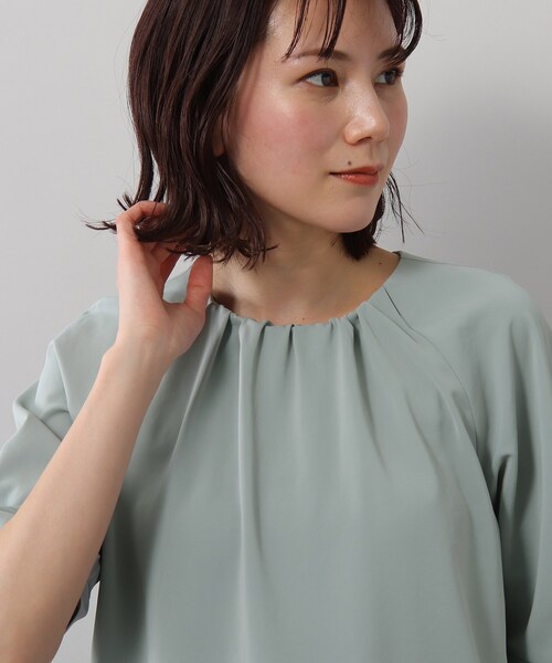 SOUP（スープ）の「◆さらっときれい見え/サテンタックスリーブブラウス（シャツ/ブラウス・レディース・ライトパープル/ライトグリーン/ナチュラル/サックスブルー/レモンイエロー・13/09/15 /11）」の9枚目の写真