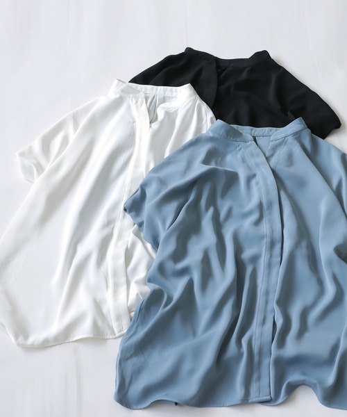 antiqua（アンティカ）の「とろみ生地スキッパーシャツ（シャツ/ブラウス・レディース・ブラック/オフホワイト/ブルー系その他/サックスブルー・FREE）」の11枚目の写真