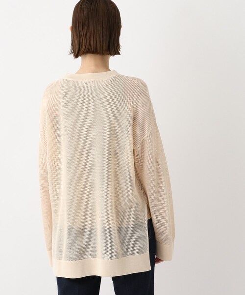 OPAQUE.CLIP(オペークドットクリップ)の「◆透かし編み スキッパーネックニット(ニット/セーター・レディース・オフホワイト/ブラック/ブルー/オレンジ系その他5・00)」の14枚目の写真