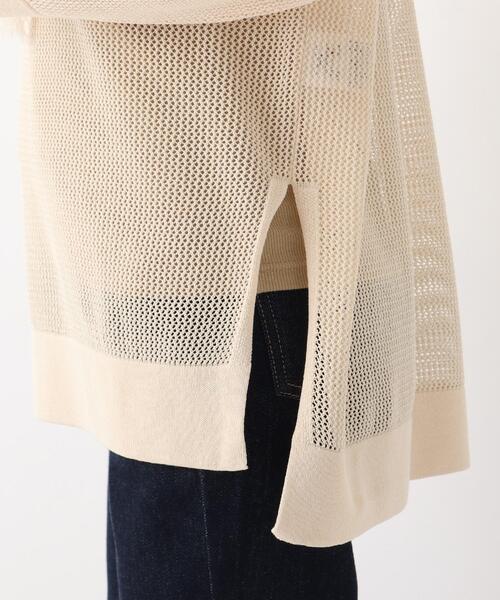 OPAQUE.CLIP(オペークドットクリップ)の「◆透かし編み スキッパーネックニット(ニット/セーター・レディース・オフホワイト/ブラック/ブルー/オレンジ系その他5・00)」の5枚目の写真