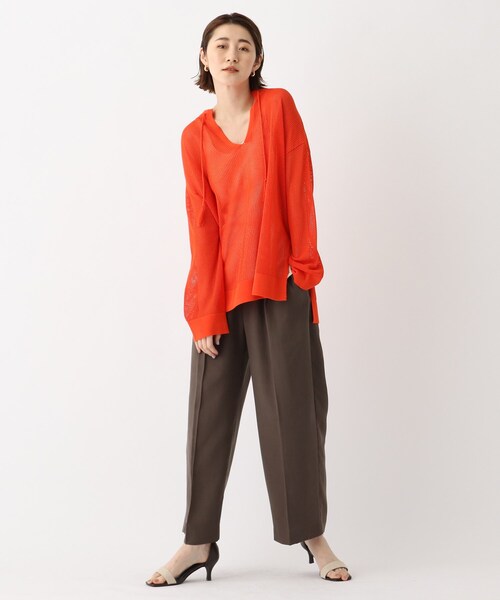 OPAQUE.CLIP(オペークドットクリップ)の「◆透かし編み スキッパーネックニット(ニット/セーター・レディース・オフホワイト/ブラック/ブルー/オレンジ系その他5・00)」の17枚目の写真