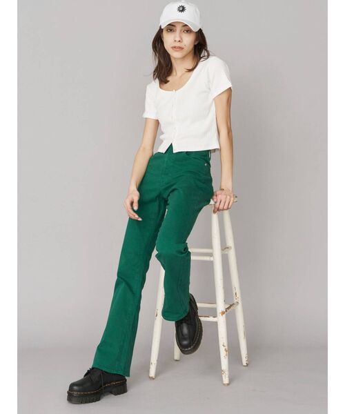 EVRIS（エヴリス）の「フロントボタンショートTEE（Tシャツ/カットソー・レディース・ホワイト/ブラック/パープル/グリーン・FREE）」の8枚目の写真