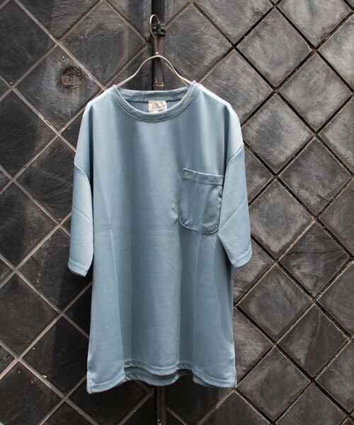 GLOSTER（グロスター）の「【GLOSTER/グロスター】ポンチ素材 ビッグシルエット ポケT（Tシャツ/カットソー・メンズ・チャコールグレー/ホワイト/ミント/ピンク・MEDIUM/LARGE/X-LARGE）」の3枚目の写真