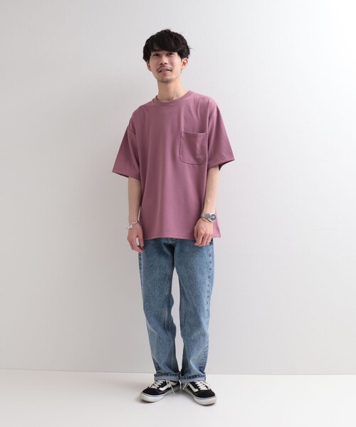 GLOSTER（グロスター）の「【GLOSTER/グロスター】ポンチ素材 ビッグシルエット ポケT（Tシャツ/カットソー・メンズ・チャコールグレー/ホワイト/ミント/ピンク・MEDIUM/LARGE/X-LARGE）」の11枚目の写真