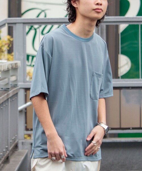 GLOSTER（グロスター）の「【GLOSTER/グロスター】ポンチ素材 ビッグシルエット ポケT（Tシャツ/カットソー・メンズ・チャコールグレー/ホワイト/ミント/ピンク・MEDIUM/LARGE/X-LARGE）」の21枚目の写真