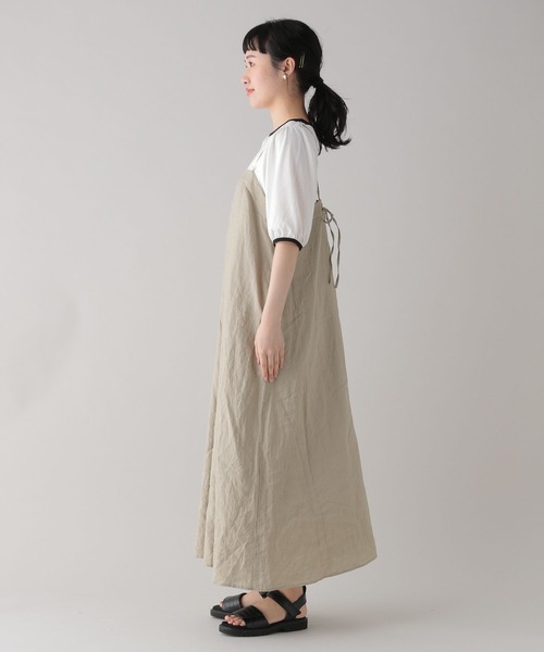 タグ付き natural by clip リネンキャミワンピース カーキ フリー studio CLIP｜《natural by clip》リネンギャザーピンタックキャミ