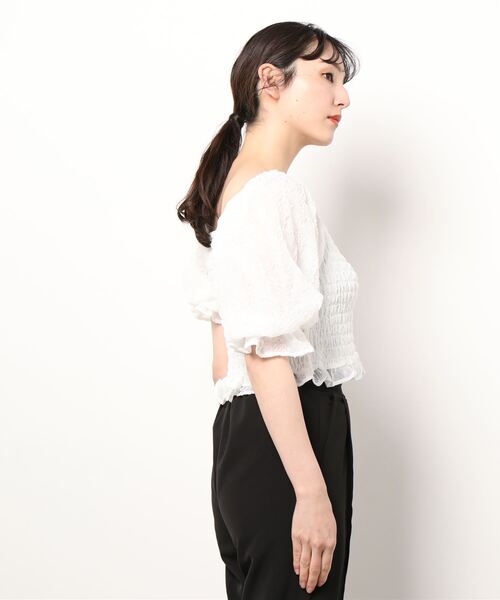 archives(アルシーヴ)の「シアージャガードシャーリングブラウス(シャツ/ブラウス・レディース・ブラック/オフホワイト/ミント・MEDIUM)」の4枚目の写真