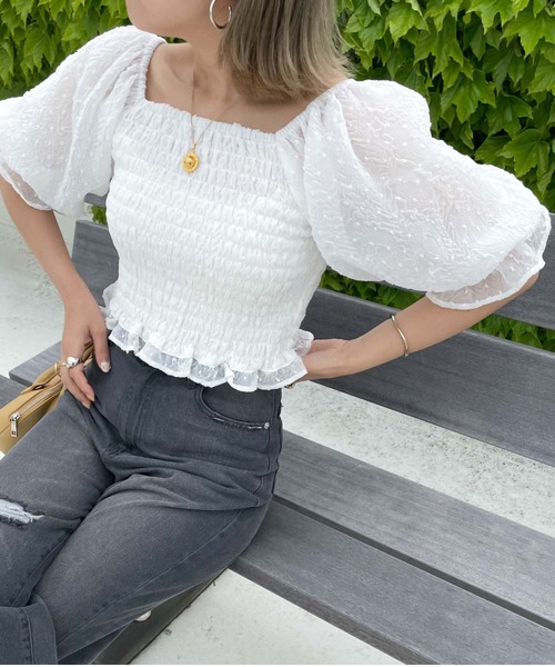 archives(アルシーヴ)の「シアージャガードシャーリングブラウス(シャツ/ブラウス・レディース・ブラック/オフホワイト/ミント・MEDIUM)」の2枚目の写真