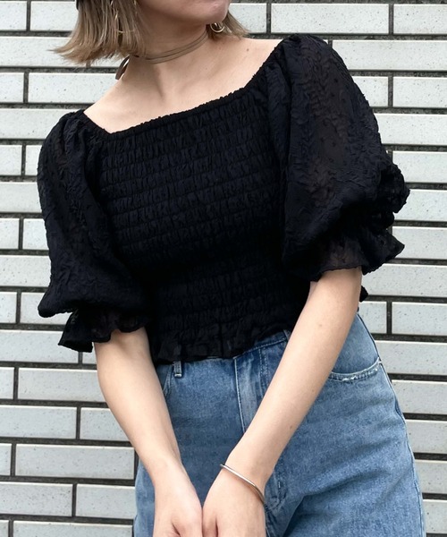 archives(アルシーヴ)の「シアージャガードシャーリングブラウス(シャツ/ブラウス・レディース・ブラック/オフホワイト/ミント・MEDIUM)」の1枚目の写真