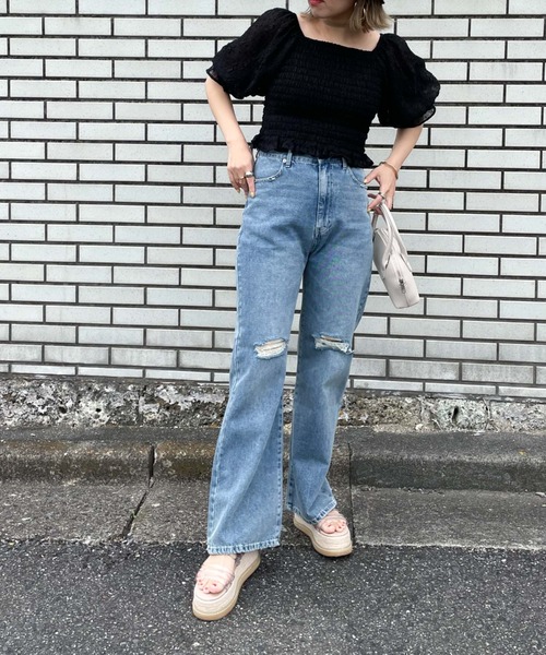 archives(アルシーヴ)の「シアージャガードシャーリングブラウス(シャツ/ブラウス・レディース・ブラック/オフホワイト/ミント・MEDIUM)」の8枚目の写真