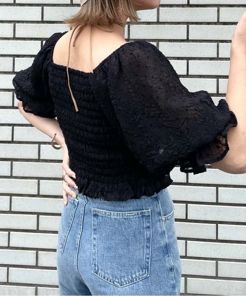 archives(アルシーヴ)の「シアージャガードシャーリングブラウス(シャツ/ブラウス・レディース・ブラック/オフホワイト/ミント・MEDIUM)」の10枚目の写真