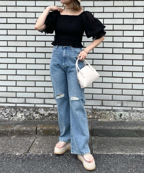 archives(アルシーヴ)の「シアージャガードシャーリングブラウス(シャツ/ブラウス・レディース・ブラック/オフホワイト/ミント・MEDIUM)」の7枚目の写真