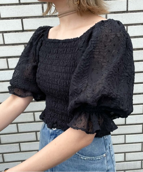 archives(アルシーヴ)の「シアージャガードシャーリングブラウス(シャツ/ブラウス・レディース・ブラック/オフホワイト/ミント・MEDIUM)」の9枚目の写真