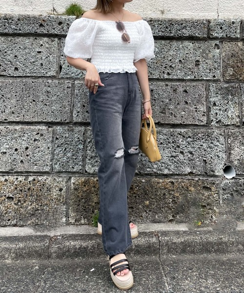 archives(アルシーヴ)の「シアージャガードシャーリングブラウス(シャツ/ブラウス・レディース・ブラック/オフホワイト/ミント・MEDIUM)」の12枚目の写真