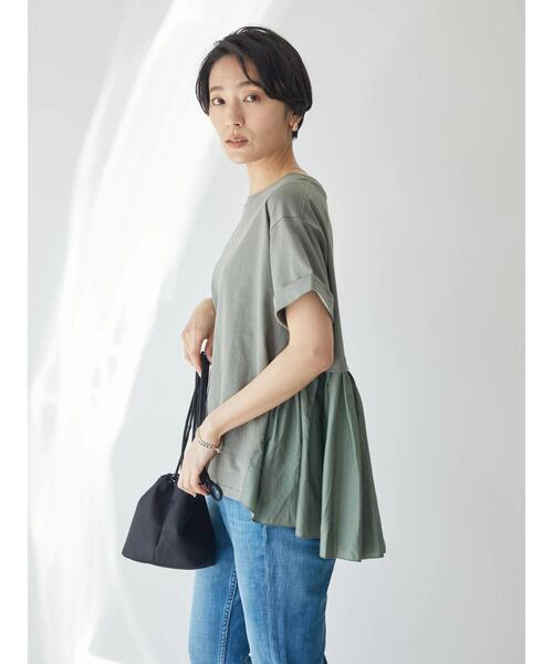 セール】異素材フリルカットプルオーバー（Tシャツ/カットソー