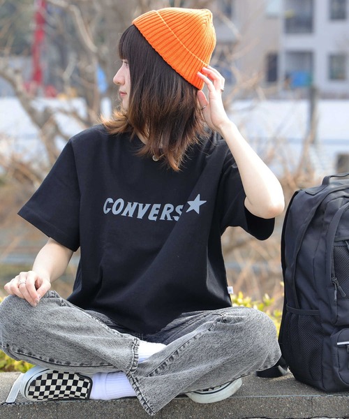 CONVERSE（コンバース）の「【CONVERSE】手書きロゴＴシャツ（Tシャツ/カットソー・レディース・レッド/ホワイト/ブラック・L/M）」の3枚目の写真