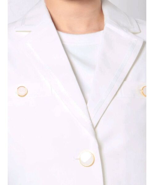 GYDA（ジェイダ）の「【セットアップ着用可】ラインハーフスリーブ microジャケット（テーラードジャケット・レディース・オフホワイト/ブラック・FREE）」の5枚目の写真