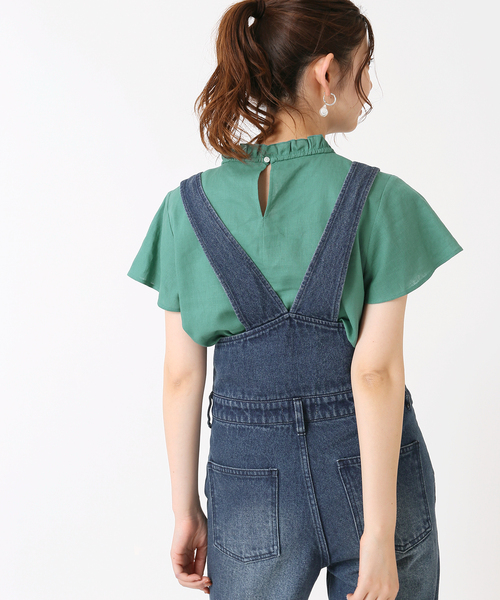B.C STOCK（ベーセーストック）の「麻レーヨンネックフリルブラウス（シャツ/ブラウス・レディース・ホワイト/ネイビー/グリーン・FREE）」の15枚目の写真