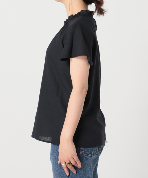 B.C STOCK（ベーセーストック）の「麻レーヨンネックフリルブラウス（シャツ/ブラウス・レディース・ホワイト/ネイビー/グリーン・FREE）」の21枚目の写真