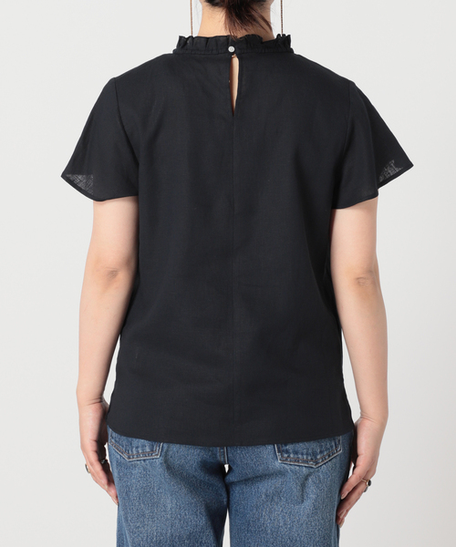 B.C STOCK（ベーセーストック）の「麻レーヨンネックフリルブラウス（シャツ/ブラウス・レディース・ホワイト/ネイビー/グリーン・FREE）」の22枚目の写真