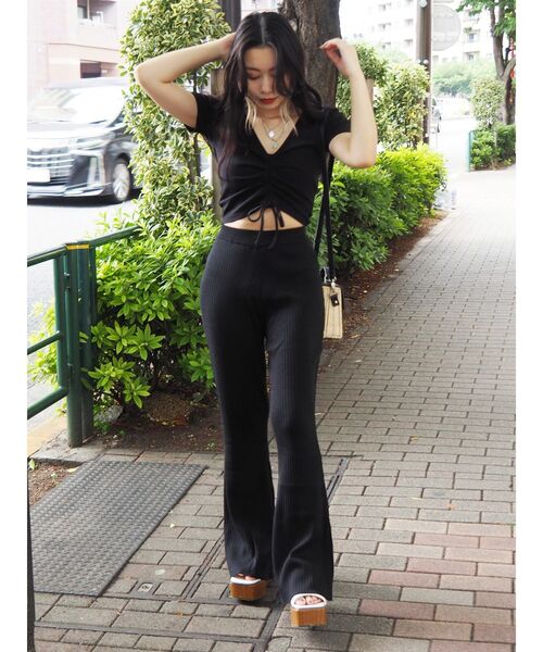 EVRIS（エヴリス）の「ドロストショートTEE（Tシャツ/カットソー・レディース・ホワイト/ブラック/オレンジ・FREE）」の5枚目の写真