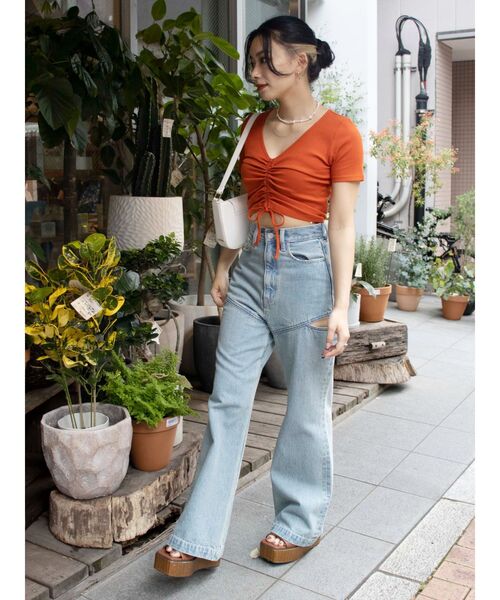 EVRIS（エヴリス）の「ドロストショートTEE（Tシャツ/カットソー・レディース・ホワイト/ブラック/オレンジ・FREE）」の20枚目の写真