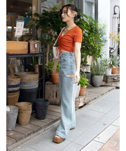 EVRIS（エヴリス）の「ドロストショートTEE（Tシャツ/カットソー・レディース・ホワイト/ブラック/オレンジ・FREE）」の21枚目の写真