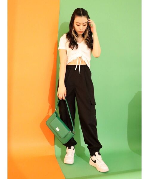 EVRIS（エヴリス）の「ドロストショートTEE（Tシャツ/カットソー・レディース・ホワイト/ブラック/オレンジ・FREE）」の7枚目の写真