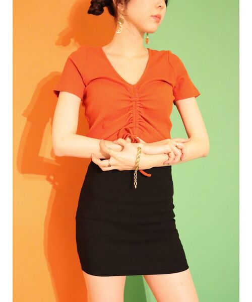 EVRIS（エヴリス）の「ドロストショートTEE（Tシャツ/カットソー・レディース・ホワイト/ブラック/オレンジ・FREE）」の10枚目の写真