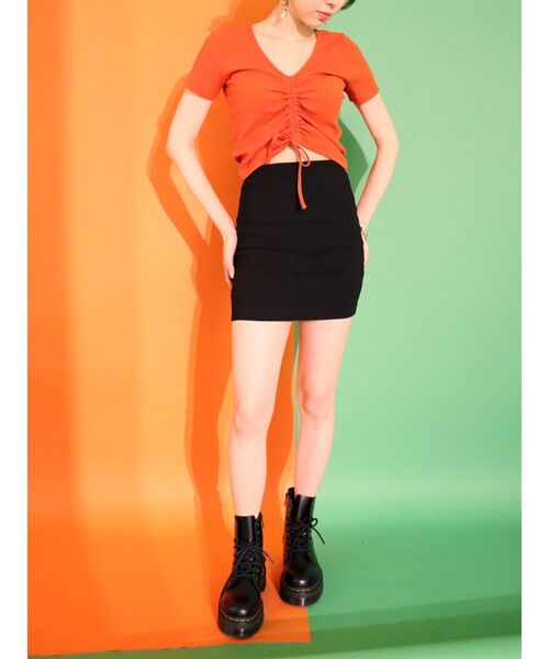 EVRIS（エヴリス）の「ドロストショートTEE（Tシャツ/カットソー・レディース・ホワイト/ブラック/オレンジ・FREE）」の11枚目の写真