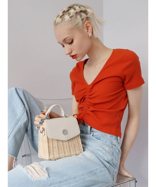 EVRIS（エヴリス）の「ドロストショートTEE（Tシャツ/カットソー・レディース・ホワイト/ブラック/オレンジ・FREE）」の12枚目の写真