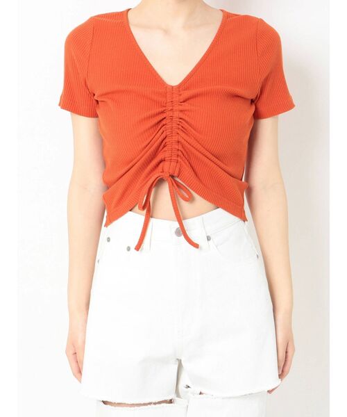 EVRIS（エヴリス）の「ドロストショートTEE（Tシャツ/カットソー・レディース・ホワイト/ブラック/オレンジ・FREE）」の15枚目の写真