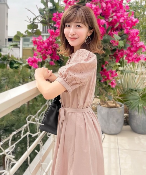 KOBE LETTUCE（コウベレタス）の「選べる2丈ボリュームレーススリーブシャツワンピース（シャツワンピース・レディース・ブラック/オフホワイト/ホワイト系/ブラック系/ピンク系/ピンク系1・1/2）」の5枚目の写真