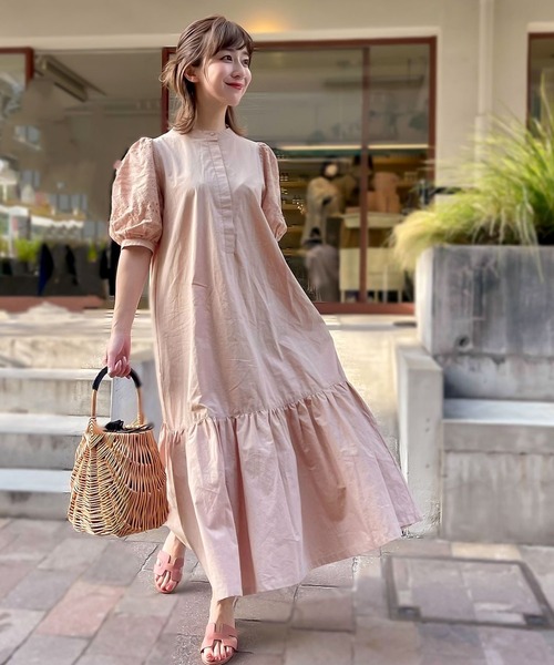 KOBE LETTUCE（コウベレタス）の「選べる2丈ボリュームレーススリーブシャツワンピース（シャツワンピース・レディース・ブラック/オフホワイト/ホワイト系/ブラック系/ピンク系/ピンク系1・1/2）」の6枚目の写真