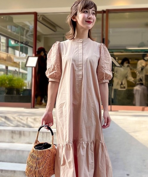 KOBE LETTUCE（コウベレタス）の「選べる2丈ボリュームレーススリーブシャツワンピース（シャツワンピース・レディース・ブラック/オフホワイト/ホワイト系/ブラック系/ピンク系/ピンク系1・1/2）」の9枚目の写真