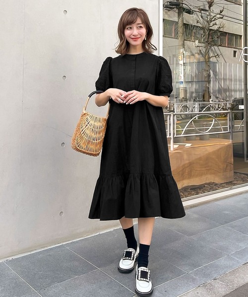 KOBE LETTUCE（コウベレタス）の「選べる2丈ボリュームレーススリーブシャツワンピース（シャツワンピース・レディース・ブラック/オフホワイト/ホワイト系/ブラック系/ピンク系/ピンク系1・1/2）」の7枚目の写真