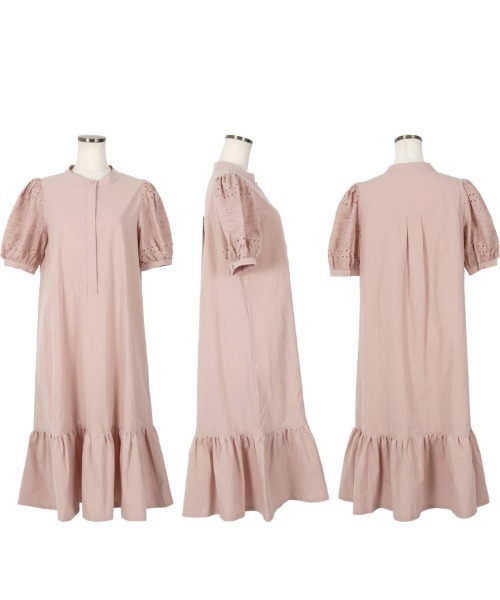 KOBE LETTUCE（コウベレタス）の「選べる2丈ボリュームレーススリーブシャツワンピース（シャツワンピース・レディース・ブラック/オフホワイト/ホワイト系/ブラック系/ピンク系/ピンク系1・1/2）」の15枚目の写真