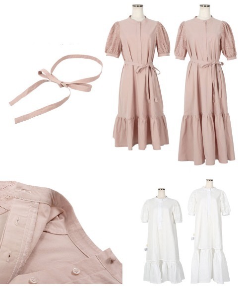 KOBE LETTUCE（コウベレタス）の「選べる2丈ボリュームレーススリーブシャツワンピース（シャツワンピース・レディース・ブラック/オフホワイト/ホワイト系/ブラック系/ピンク系/ピンク系1・1/2）」の18枚目の写真