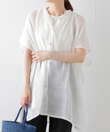 PUAL CE CIN | 【Du noir】ラミーリネン バンドカラーチュニックブラウス(シャツ/ブラウス)