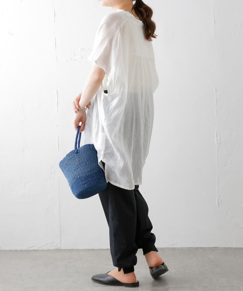 PUAL CE CIN（ピュアルセシン）の「【Du noir】ラミーリネン バンドカラーチュニックブラウス（シャツ/ブラウス・レディース・ホワイト/ブラック/グレー・FREE）」の15枚目の写真