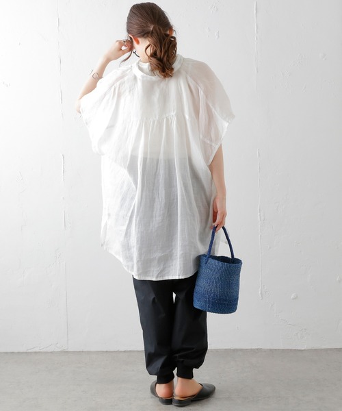 PUAL CE CIN（ピュアルセシン）の「【Du noir】ラミーリネン バンドカラーチュニックブラウス（シャツ/ブラウス・レディース・ホワイト/ブラック/グレー・FREE）」の13枚目の写真