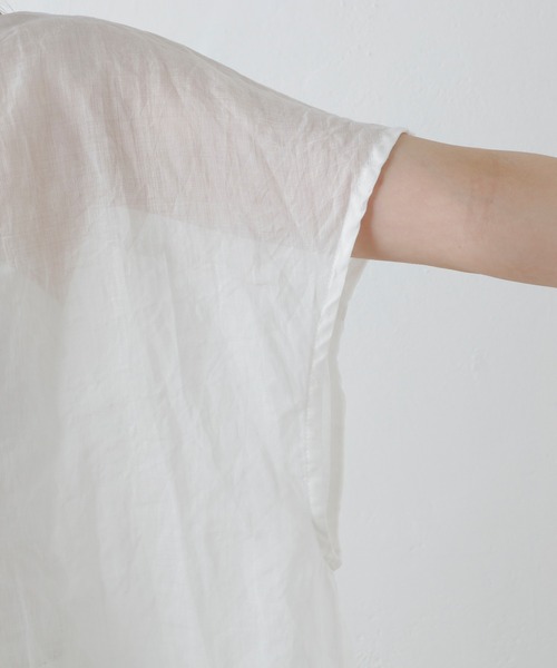 PUAL CE CIN（ピュアルセシン）の「【Du noir】ラミーリネン バンドカラーチュニックブラウス（シャツ/ブラウス・レディース・ホワイト/ブラック/グレー・FREE）」の11枚目の写真