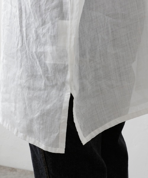 PUAL CE CIN（ピュアルセシン）の「【Du noir】ラミーリネン バンドカラーチュニックブラウス（シャツ/ブラウス・レディース・ホワイト/ブラック/グレー・FREE）」の17枚目の写真