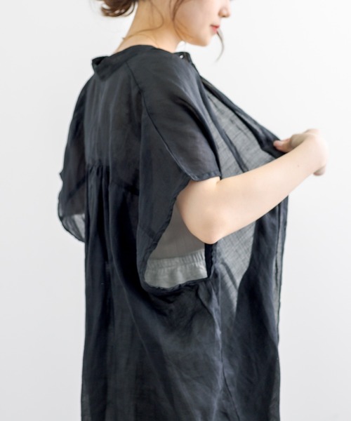 PUAL CE CIN（ピュアルセシン）の「【Du noir】ラミーリネン バンドカラーチュニックブラウス（シャツ/ブラウス・レディース・ホワイト/ブラック/グレー・FREE）」の18枚目の写真