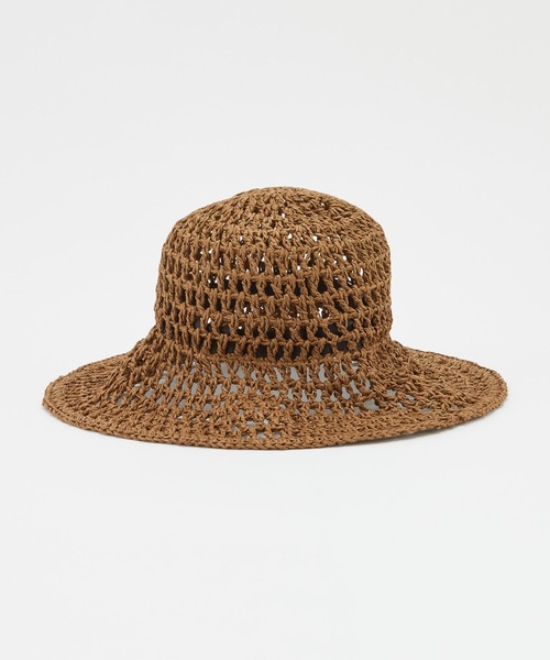 ROPE'(ロペ)の「透かし編みペーパーハット(ハット・レディース・ダークブラウン/ベージュ・FREE)」の6枚目の写真