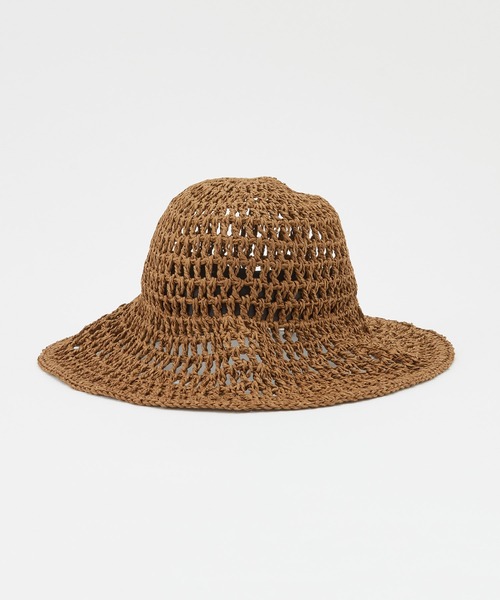 ROPE'(ロペ)の「透かし編みペーパーハット(ハット・レディース・ダークブラウン/ベージュ・FREE)」の7枚目の写真