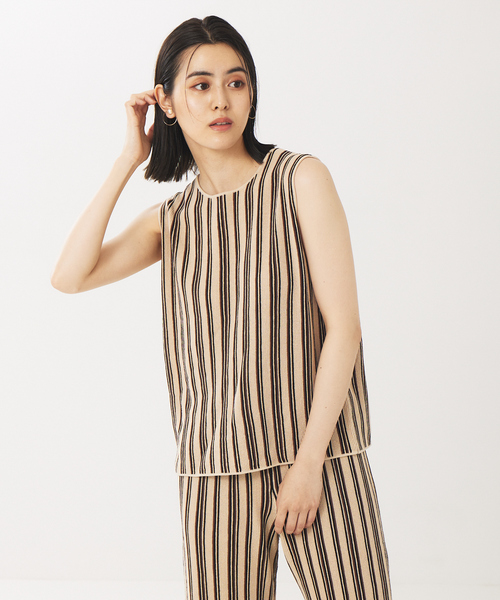 abahouse mavie(アバハウスマヴィ)の「ストライプニットノースリーブプルオーバー(ニット/セーター・レディース・チャコールグレー/ブラック/アイボリー・フリー)」の6枚目の写真