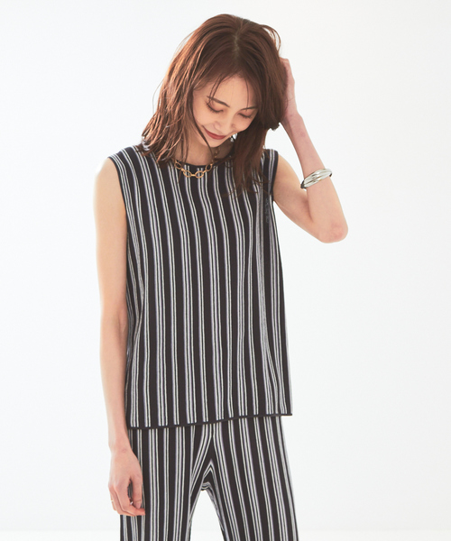 abahouse mavie(アバハウスマヴィ)の「ストライプニットノースリーブプルオーバー(ニット/セーター・レディース・チャコールグレー/ブラック/アイボリー・フリー)」の12枚目の写真