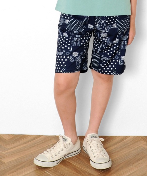 GLAZOS(グラソス)の「さらパン・総柄イージーハーフパンツ【セットアップ対応】(その他パンツ・キッズ・ブラック/ベージュ/ネイビー/カーキ・130cm/140cm/150cm/160cm/170cm)」の1枚目の写真